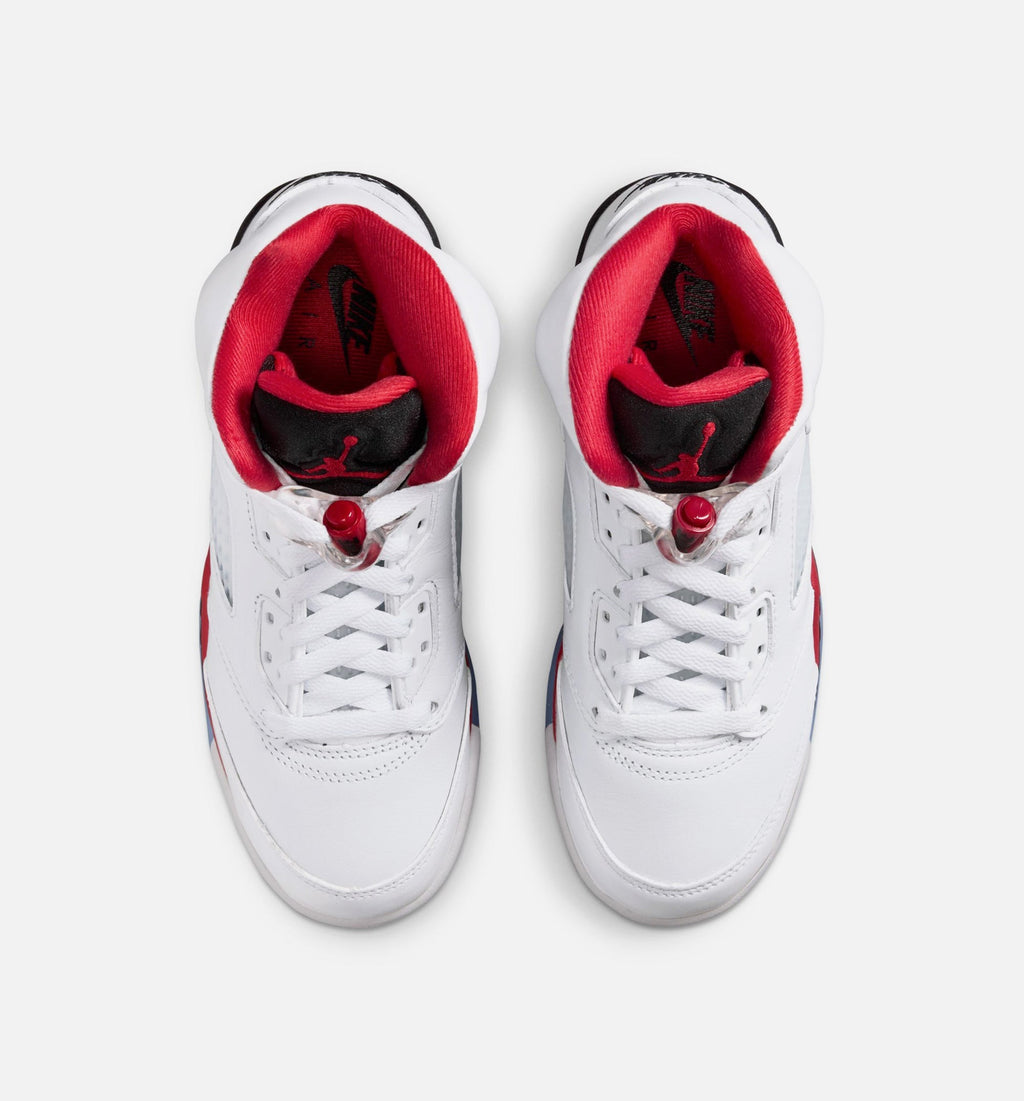 Air Jordan 5 Retro Fire Red Big Kids' Lifestyle Shoes - White/Fire Red/Black