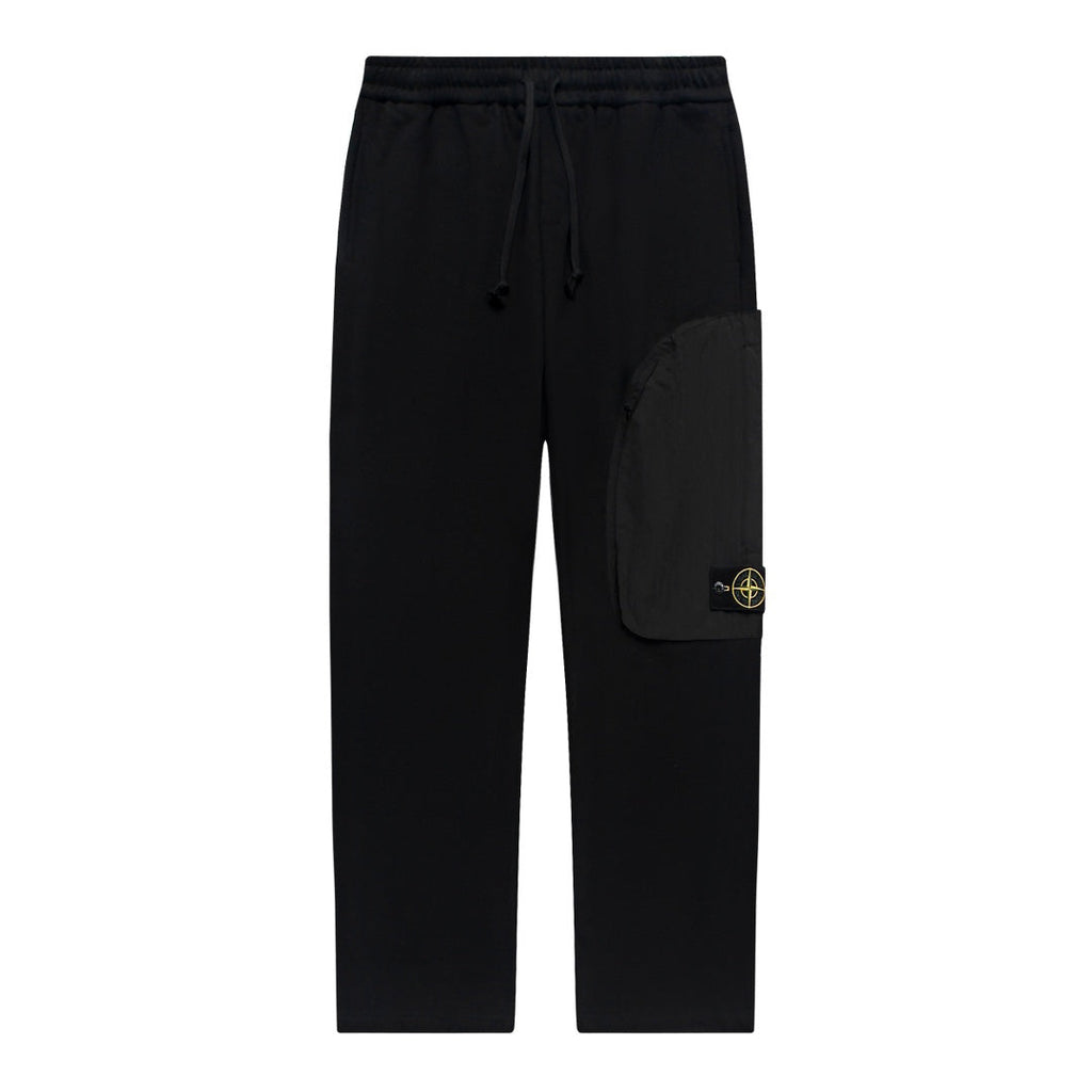 Stone Island Cotton Fleece Cargo Sweatpants with Right Thigh Curved Flap Pocket and Compass Badge