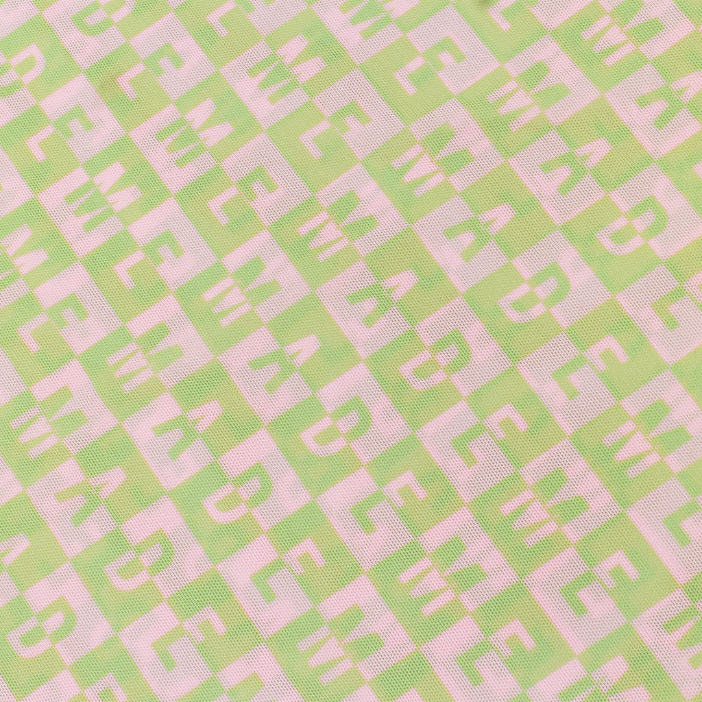 CHECKERED LOGO MESH LONG SLEEVE PINK/GREEN TOP