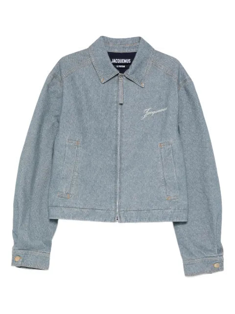 Jacquemus logo-embroidered zip-up denim jacket