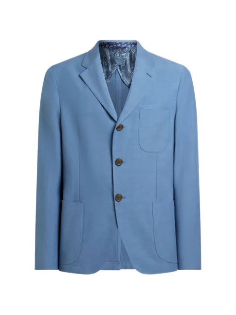 ETRO single-breasted plain-colored silk blend jacket