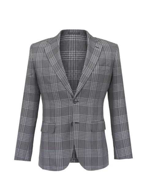 Brioni check-pattern notched-lapel jacket