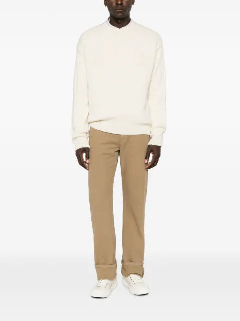 A.P.C. logo-intarsia ribbed-knit sweater