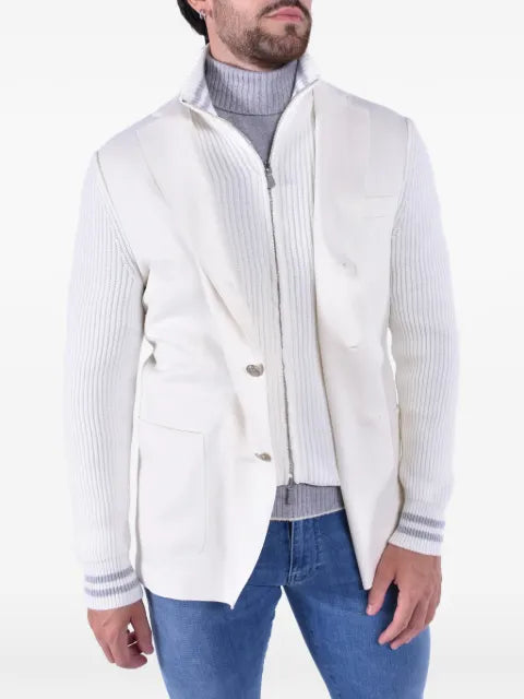 Eleventy ribbed-knit sleeves three-button blazer