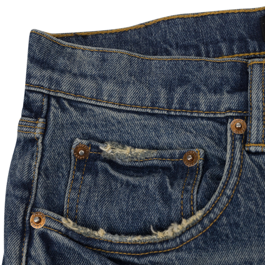 Mid Indigo Vintage Heavy Patch Repair Skinny Jeans