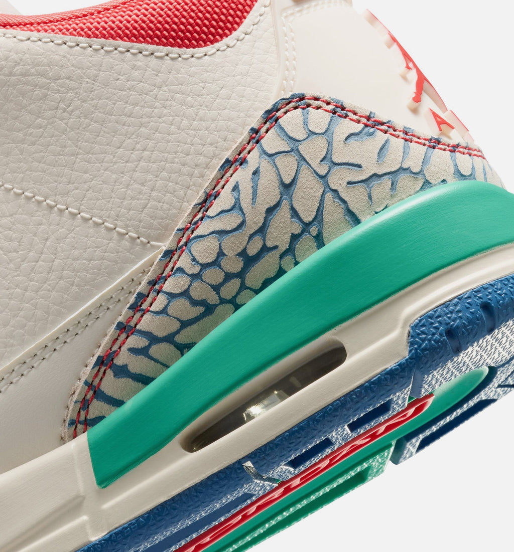 Air Jordan 3 Retro Play Your Way | Grade School Lifestyle Shoe | Chalk/Crossover Red/True Blue/Kinetic Green