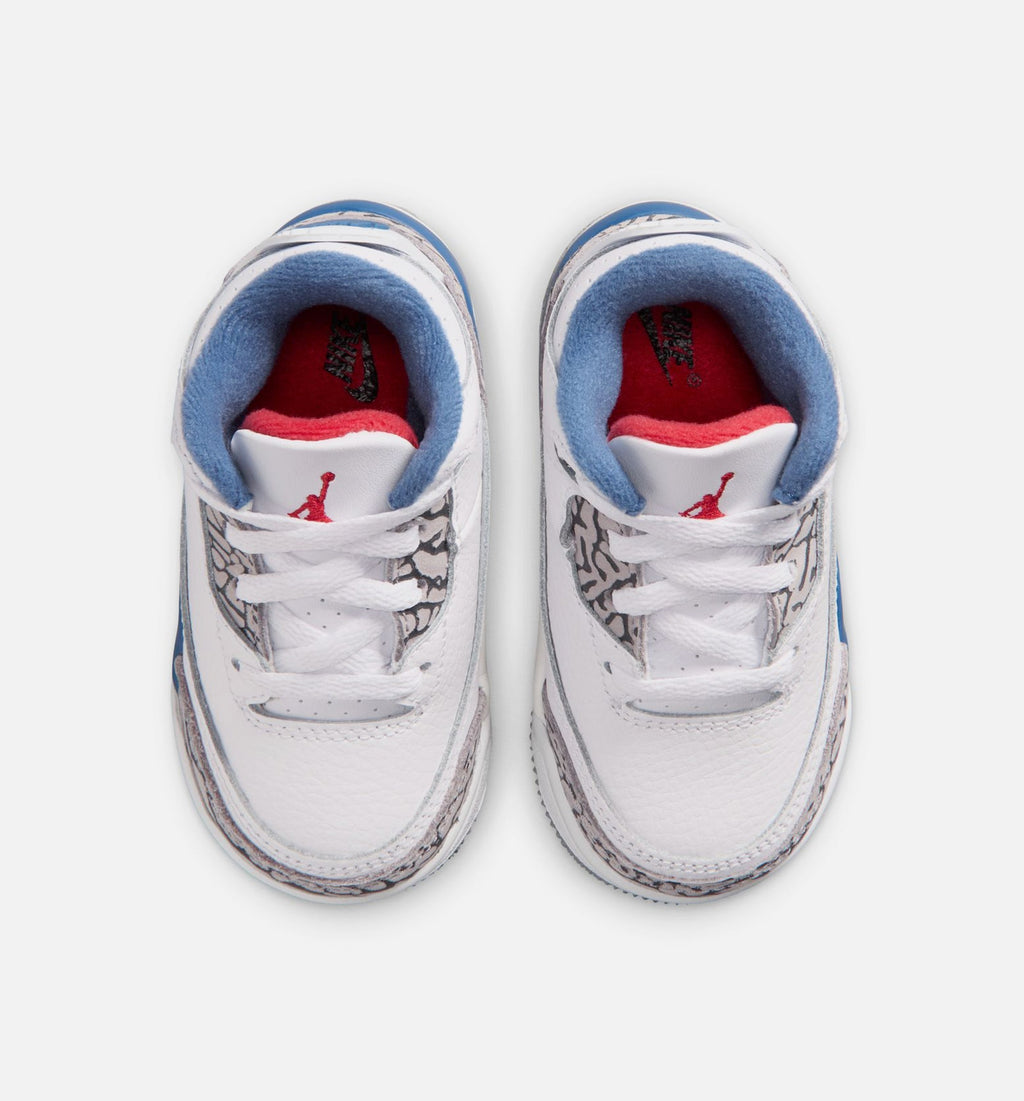 Air Jordan 3 Retro OG True Blue Infant & Toddler Lifestyle Shoes - White/Fire Red/True Blue