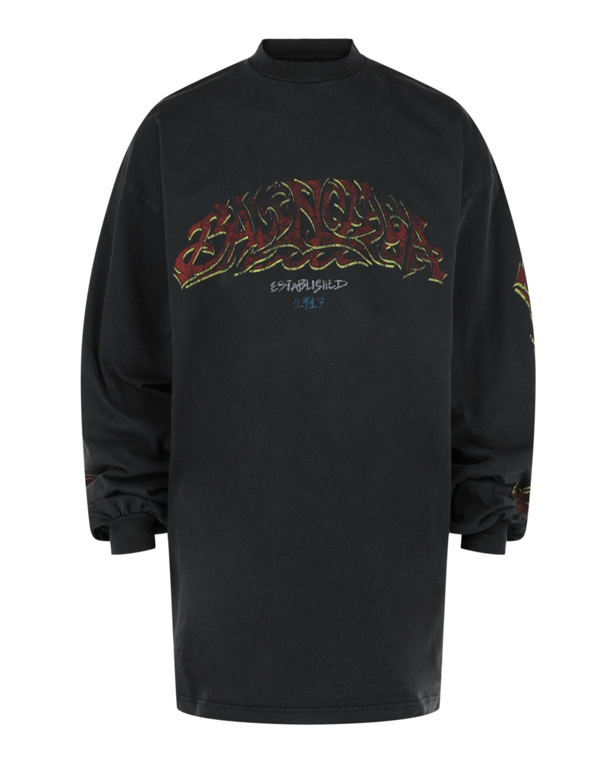 Balenciaga Mens Graphic Long Sleeve T-Shirt