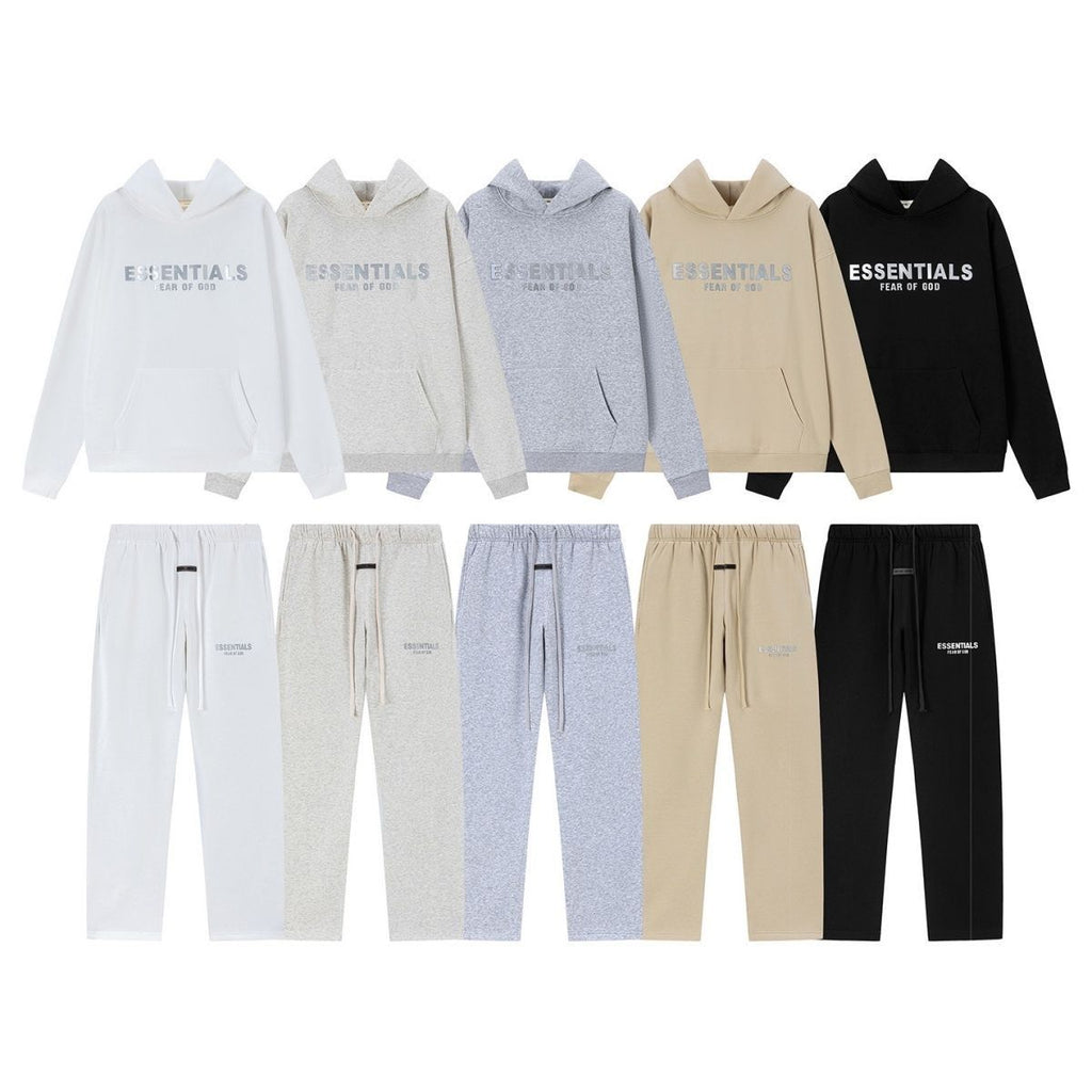 Fear Of God Essentials 3D Silicone Logo Fleece Hoodie Sweatpants Set