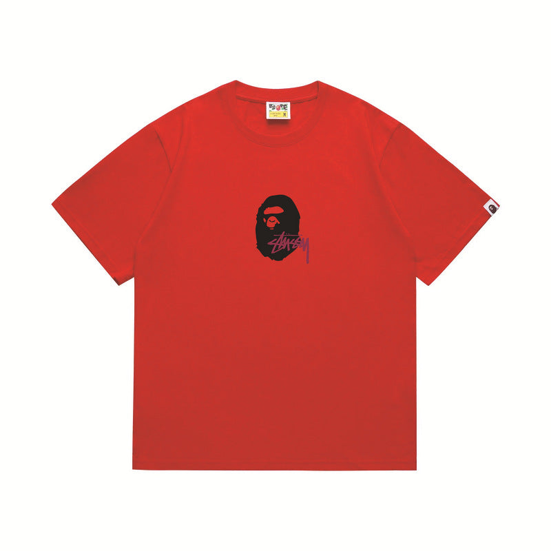 Stussy x Bape Ape Head Back Print Oversized Tee Streetwear Unisex