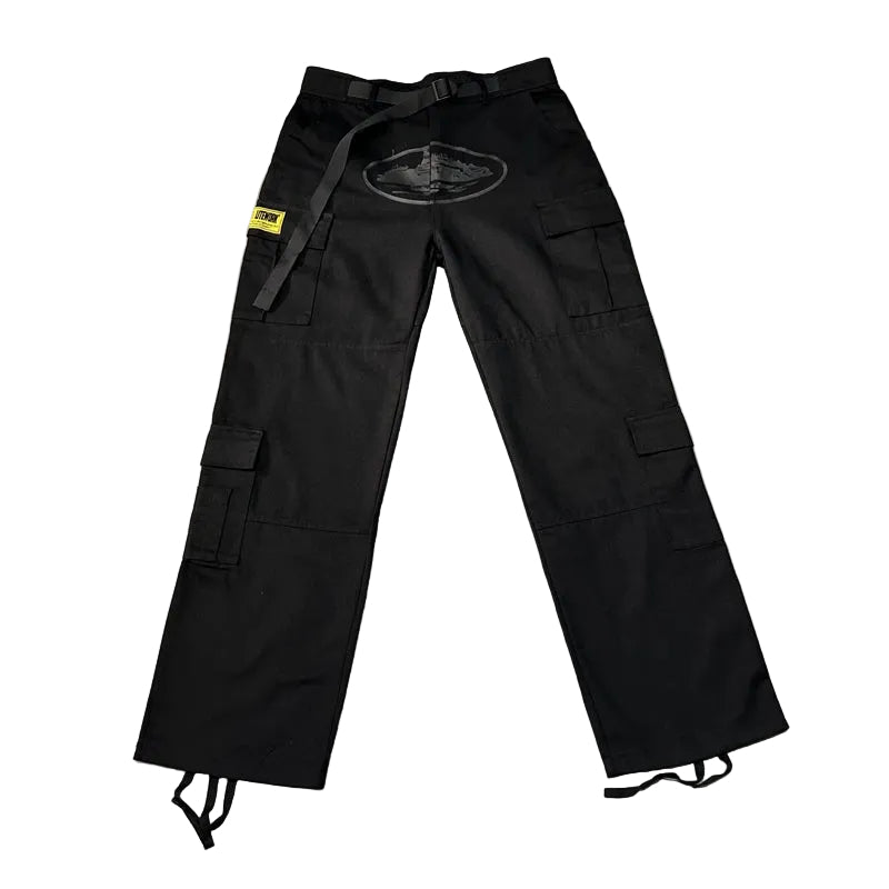 Corteiz Alcatraz Cargo Pants – Black Print