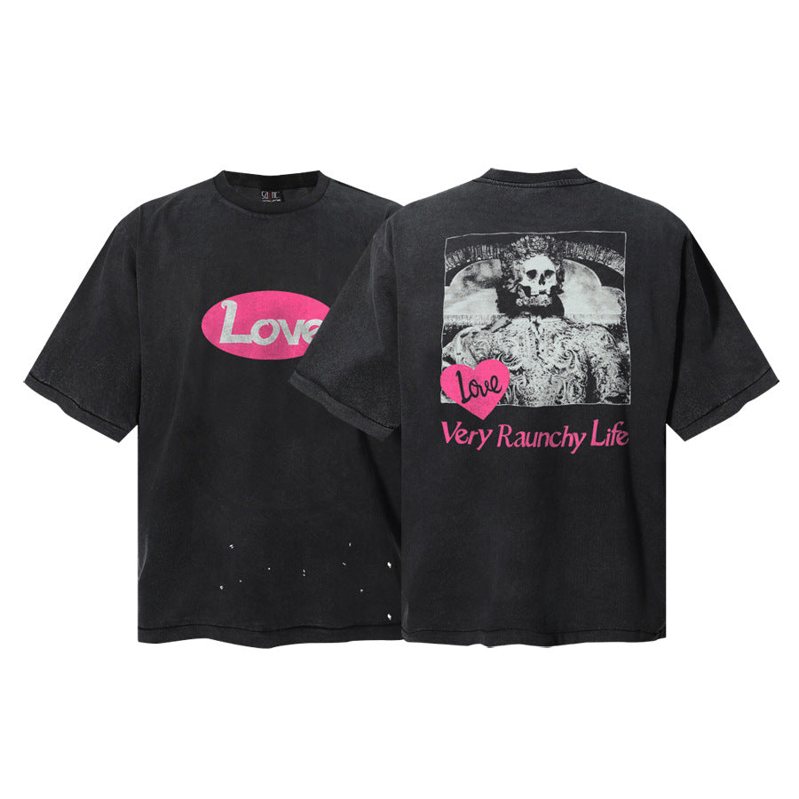 Saint Michael Vintage Washed Graphic Print Loose Streetwear T-Shirt