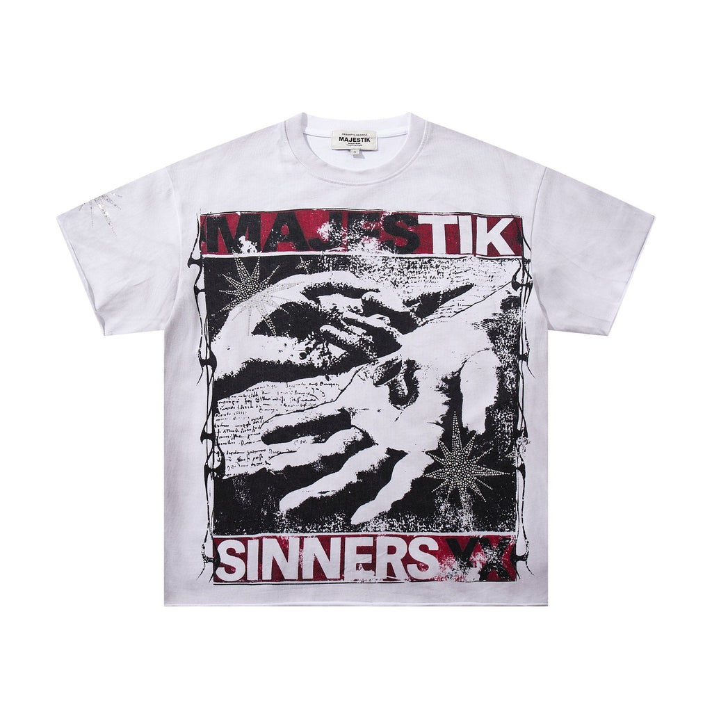 MAJESTIK Rhinestone Graphic Short-Sleeve T-Shirt