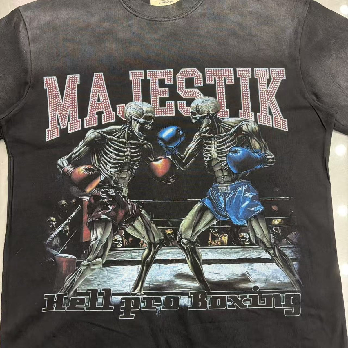 MAJESTIK Skeleton Boxing Graphic T-Shirt