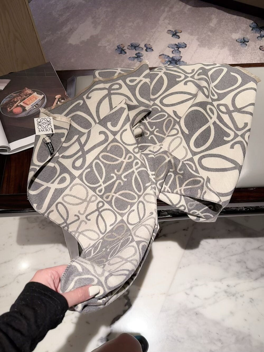 Loewe Style Anagram Pattern Scarf