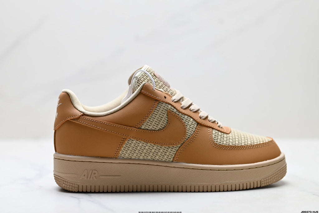 Nike Air Force 1 Low Tan Woven Unisex Sneakers Style 18