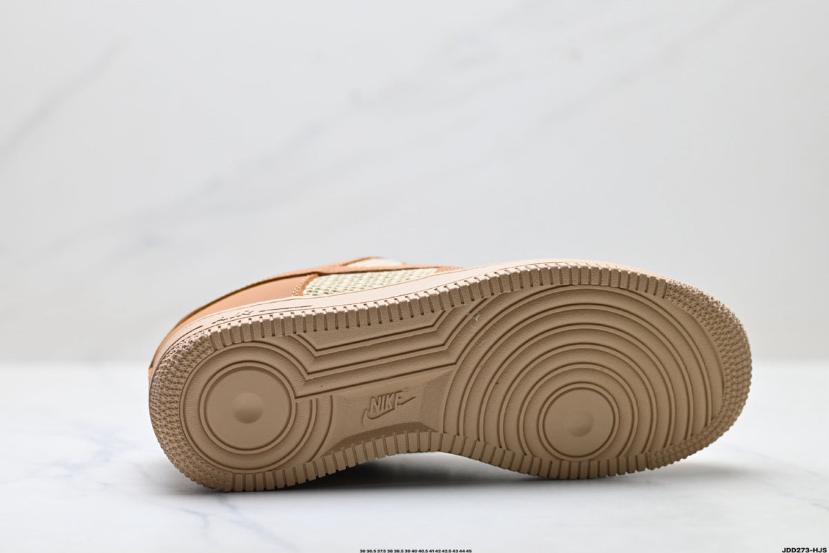 Nike Air Force 1 Low Tan Woven Unisex Sneakers Style 18
