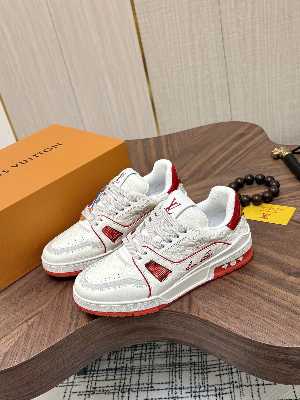 Louis Vuitton Red and Blue Accent Sneakers