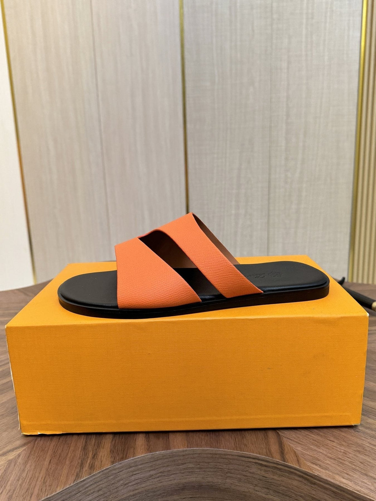 Loro Piana Cutout Leather Slide Sandals