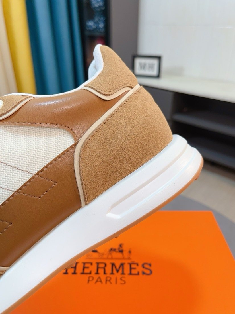 Hermès Tan H-Overlay Sneakers