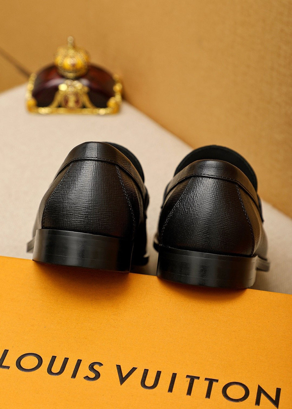Louis Vuitton Black Textured Metal-Bit Loafers