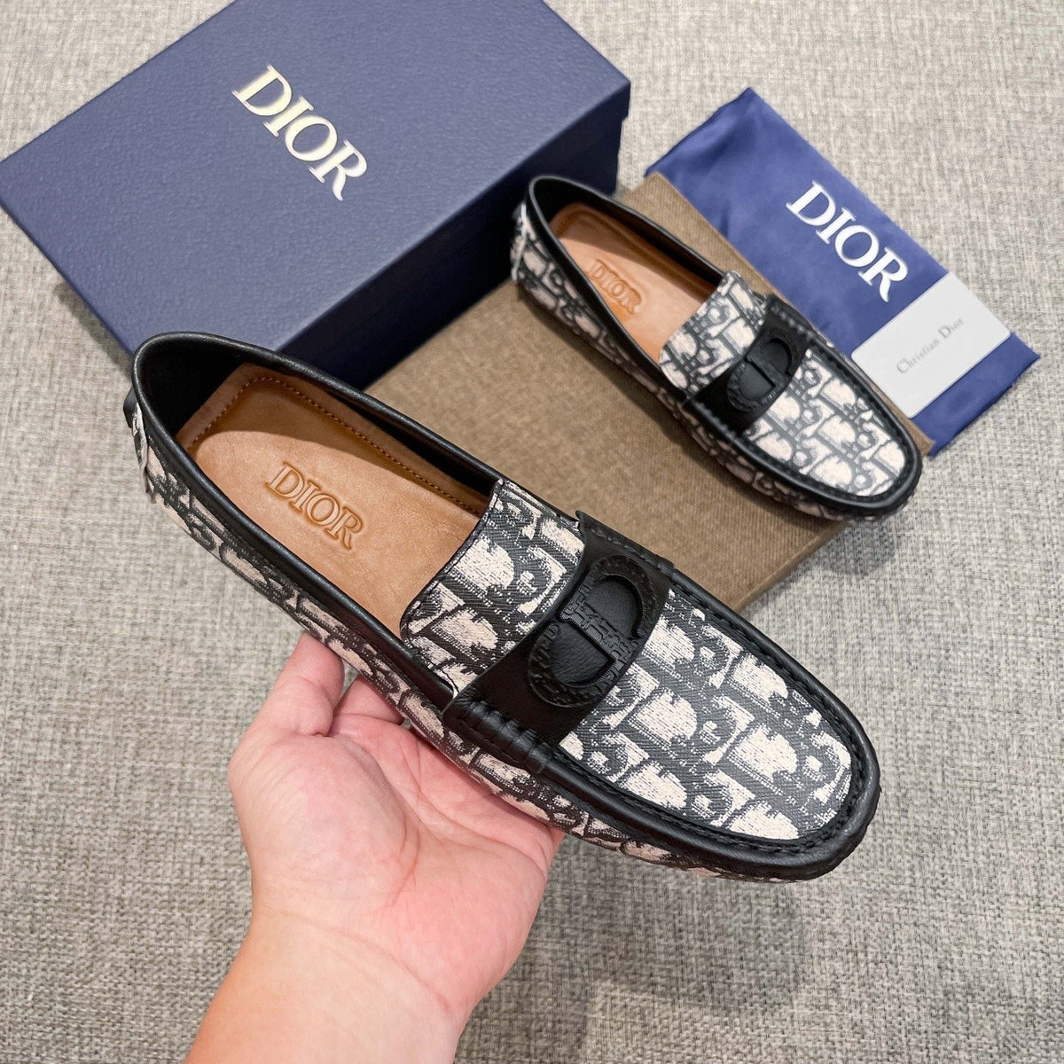 Dior Patterned Trim Loafers