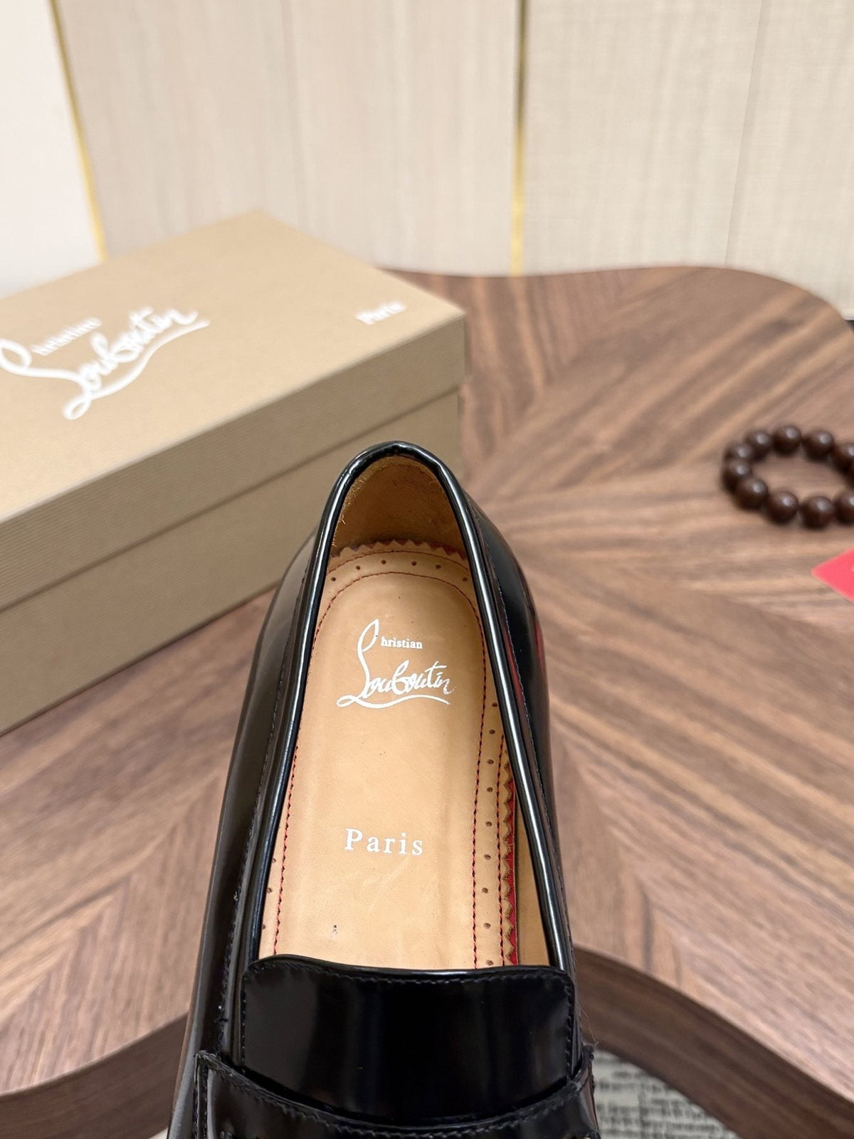 Christian Louboutin Men's Black Gold-Tone Hardware Loafers