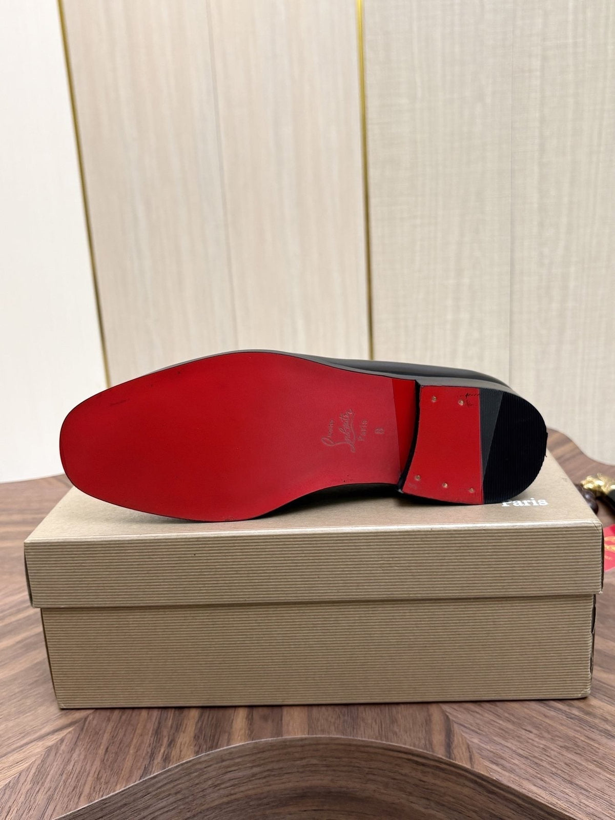 Christian Louboutin Men's Black Gold-Tone Hardware Loafers