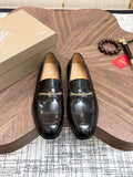Christian Louboutin Men's Black Gold-Tone Hardware Loafers