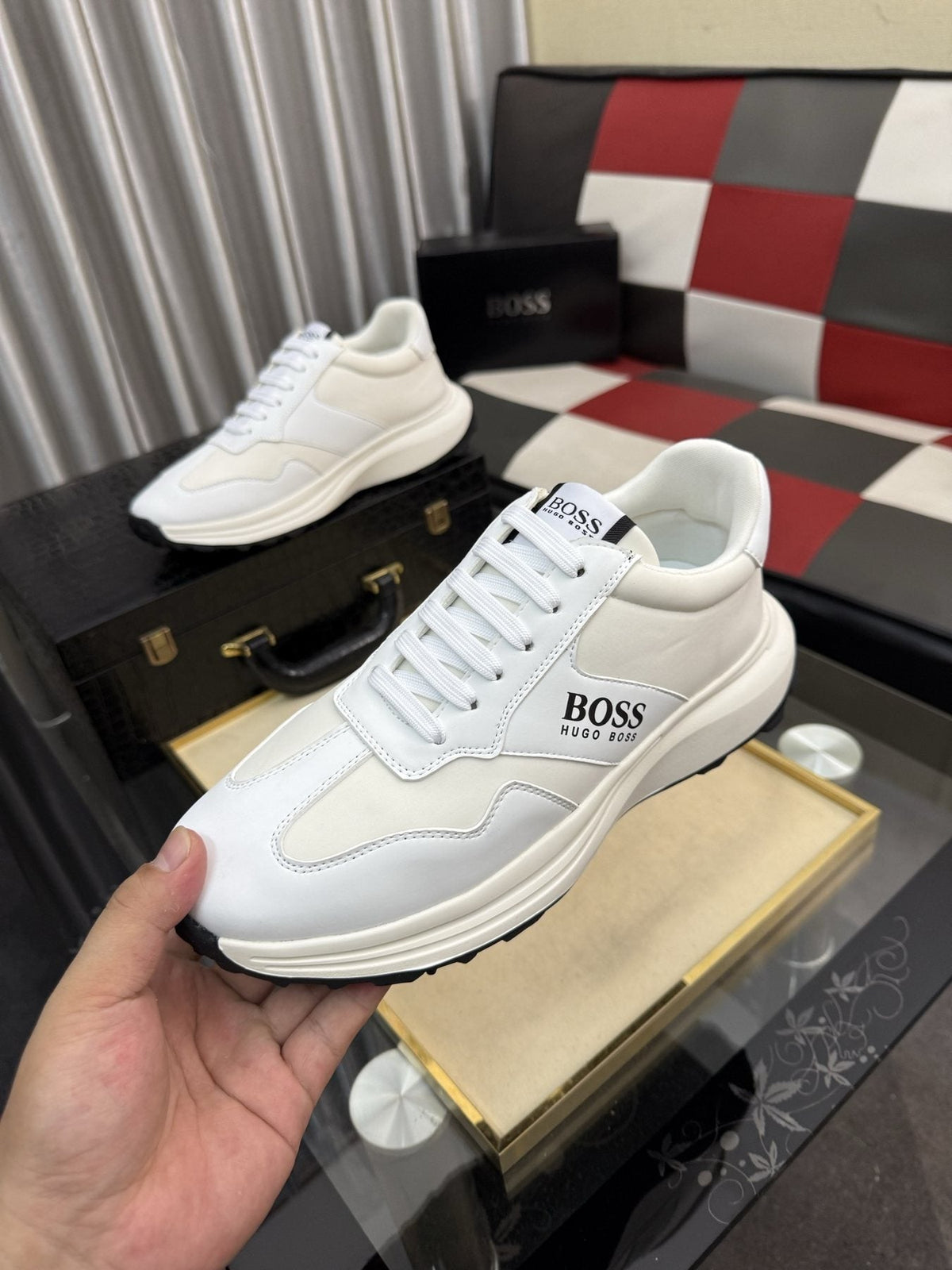 BOSS Men's Lace-Up Low-Top Sneakers