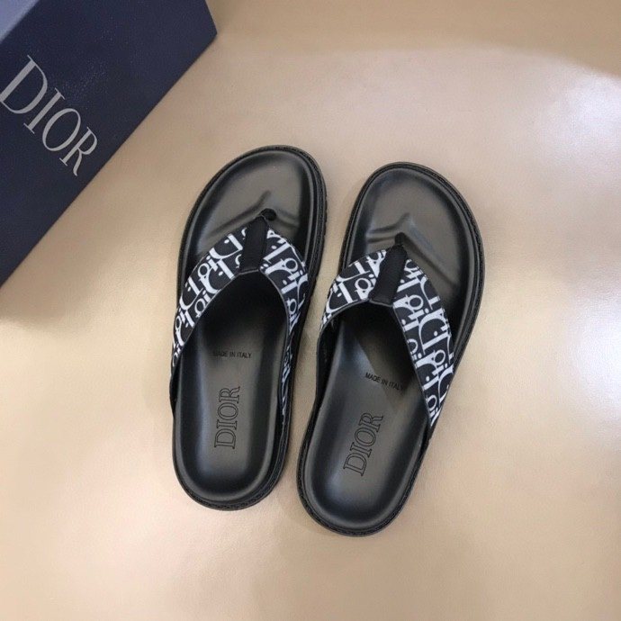 Dior Men's Black-and-White Thong Sandals