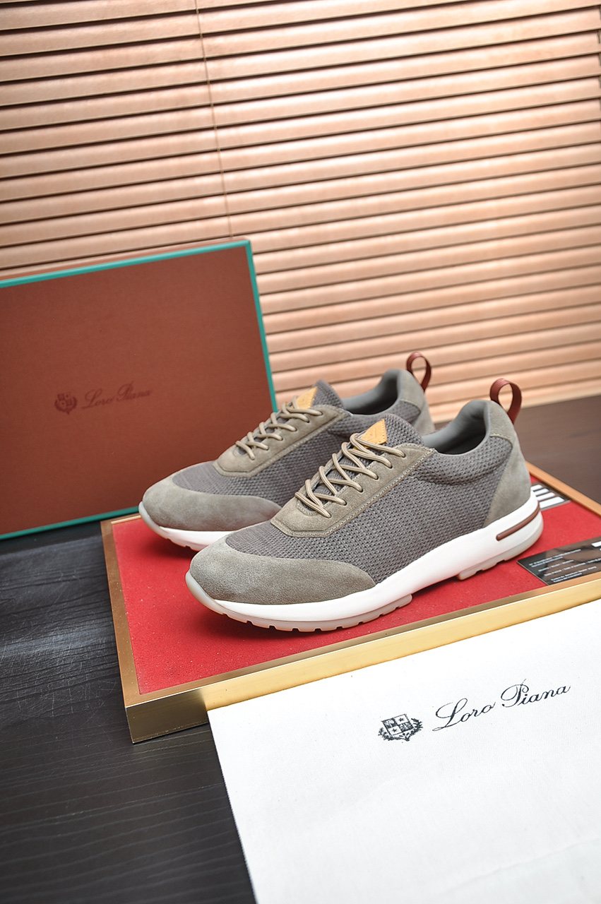 Loro Piana Men's Textured Lace-Up Sneakers